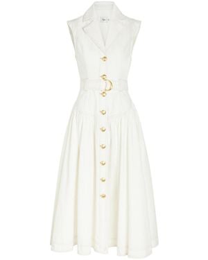 Aje. Lilianna Belted Denim Midi Shirt Dress - White