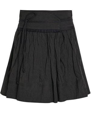 Lemaire Crinkled Cotton-Blend Mini Wrap Skirt - Black