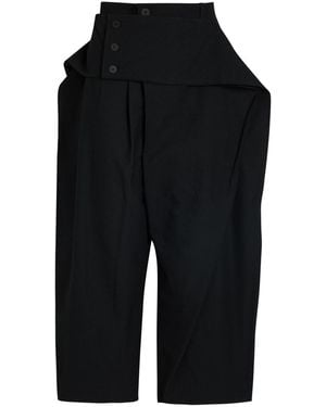 Issey Miyake Belted-Effect Wide-Leg Woven Trousers - Black
