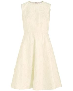 Moncler Floral-Jacquard Cotton-Twill Mini Dress - Natural