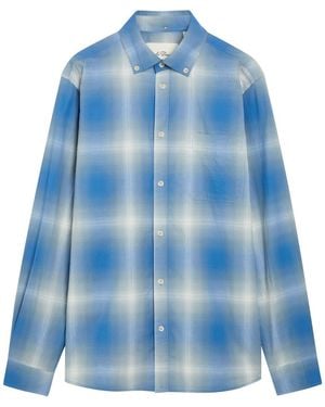 Les Deux Kent Checked Cotton-Poplin Shirt - Blue