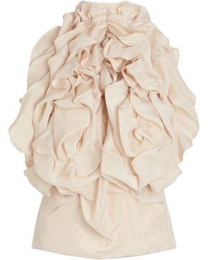 Maison Margiela Ruffled Silk Top - Natural