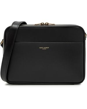 Saint Laurent Daily Cam Logo Leather Cross-Body Bag - Black