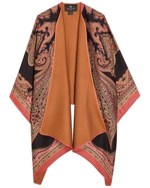 Etro Patterned-Jacquard Wool-Blend Cape - Brown
