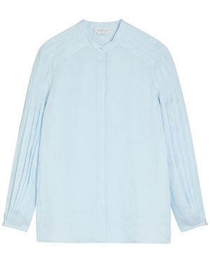 Gabriela Hearst Laetitia Pleated Linen Shirt - Blue