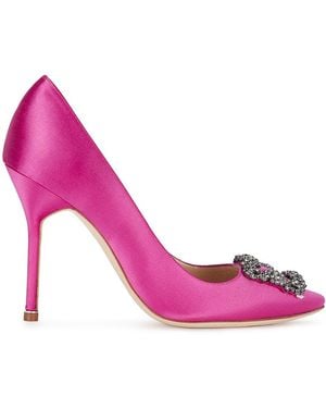 Manolo Blahnik Hangisi 90 Satin Pump - Pink