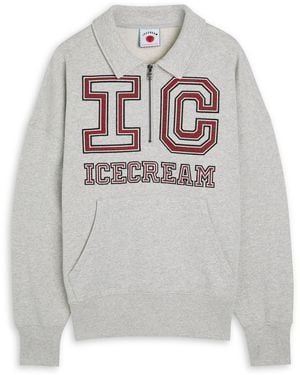 ICECREAM Collegiate Quarter-Zip Cotton Sweatshirt - Grey