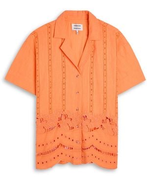 Damson Madder Martina Embroidered Cotton-Blend Shirt - Orange