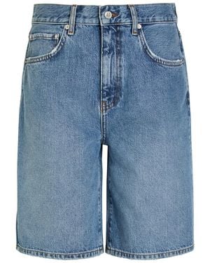 Anine Bing Jasper Wide-Leg Shorts - Blue