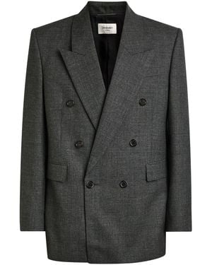 Saint Laurent Double-Breasted Wool Blazer - Black