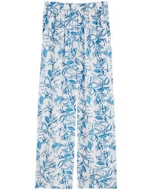 Melissa Odabash Olivia Floral-Print Wide-Leg Pants - Blue