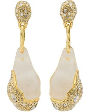 Alexis Liquid Lucite Pavé 14 Kt-Plated Drop Earrings - Natural