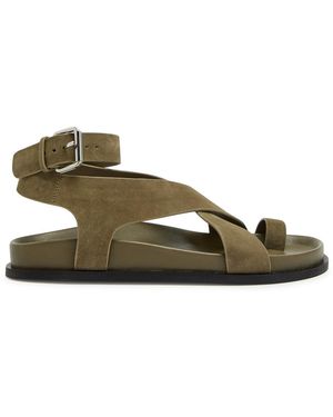 A.Emery Jalen Cross-Over Suede Sandals - Green
