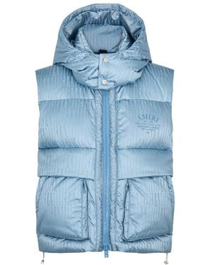 Amiri Logo-jacquard Quilted Shell Gilet - Blue