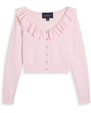 Needle & Thread Pointelle Stretch-Knit Cardigan - Pink