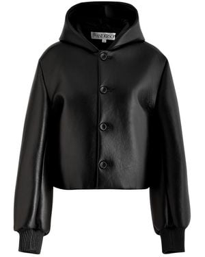 JW Anderson Hooded Padded Leather Jacket - Black
