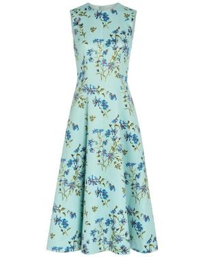 Emilia Wickstead Mara Floral-Print Faille Midi Dress - Blue
