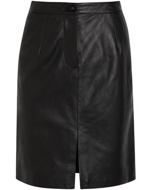 Blazé Milano Popeye Leather Knee-Length Skirt - Black