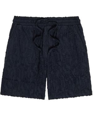 Raith Fausto Flocked-Pattern Terry Shorts - Blue