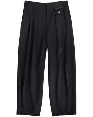 Loewe Logo-Appliquéd Barrel-Leg Wool Trousers - Blue
