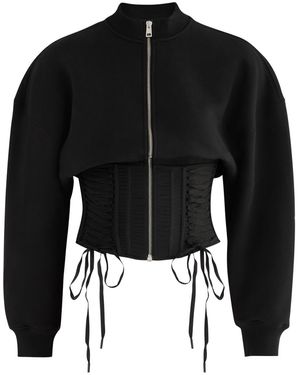 Mugler Corset Cotton Sweatshirt - Black