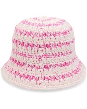 Ganni Logo Crochet Cotton Bucket Hat - Pink