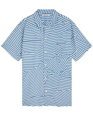 YMC Malick Striped Woven Shirt - Blue