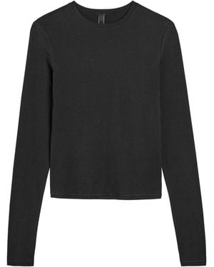 Skims Long Sleeve Cotton-Jersey T-Shirt - Black