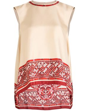 La DoubleJ San Carlo Printed Silk-Twill Top - Red