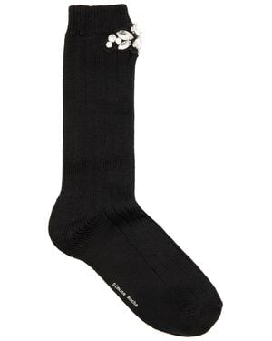 Simone Rocha Crystal-Embellished Cotton-Blend Socks - Black