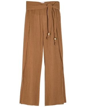 Lisa Marie Fernandez Open Side Linen-Blend Beach Trousers - Brown