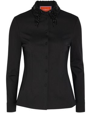 La DoubleJ Bead Embellished Collar Jersey Shirt - Black