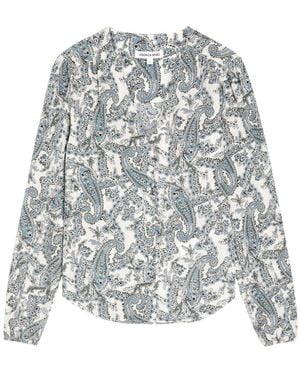 Veronica Beard Farah Printed Silk-Blend Blouse - Gray