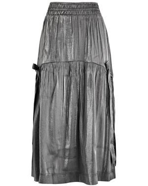 Damson Madder Dempsey Metallic Taffeta Midi Skirt - Grey