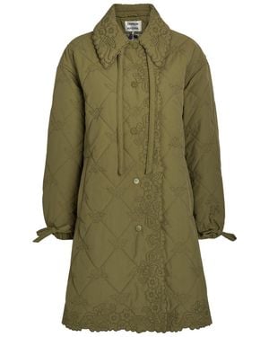 Damson Madder Avery Floral-Quilted Coat - Green