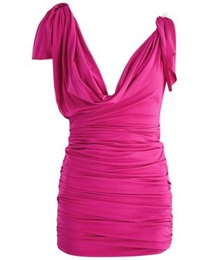 The Attico Draped Asymmetric Stretch-Jersey Mini Dress - Pink