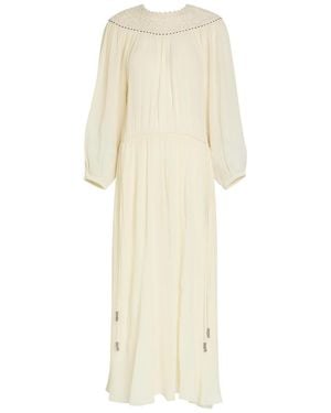 Isabel Marant Nydia Lace-Trim Silk-Georgette Maxi Dress - Natural