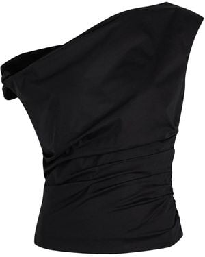 GOOD AMERICAN Off-The-Shoulder Cotton-Poplin Top - Black