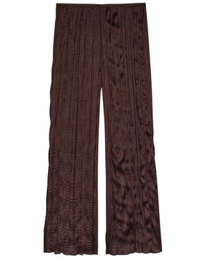STAUD Nami Plissé Trousers - Brown