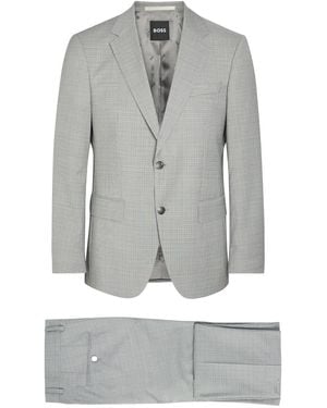 BOSS Houndstooth Stretch-Wool Suit - Gray