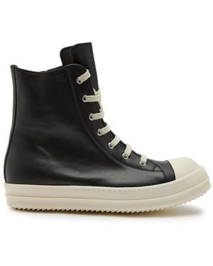 Rick Owens Leather High-Top Trainers - Black