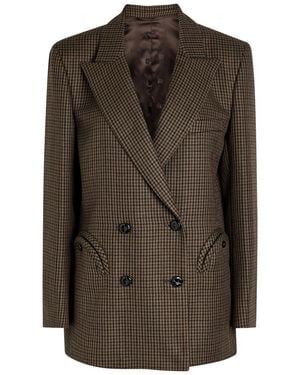 Blazé Milano Everynight Houndstooth Wool Blazer - Brown