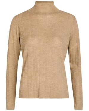 Eileen Fisher Ribbed Merino Wool Top - Natural