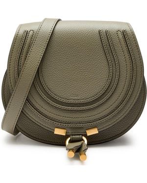 Chloé Marcie Small Grained Leather Saddle Bag - Green