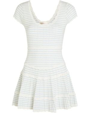 LoveShackFancy Elisavette Striped Pointelle Knit Mini Dress - White
