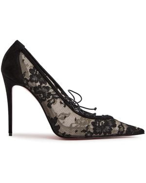 Christian Louboutin Km Lace 100 Mesh Heels - Black