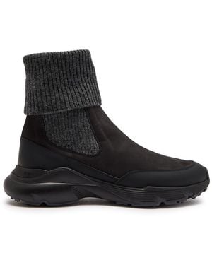 Tod's Sport Run Nubuck Ankle Boots - Black