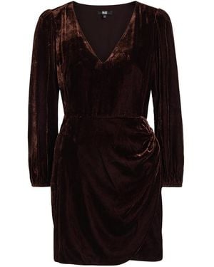 PAIGE Lawry Draped Velour Mini Dress - Black