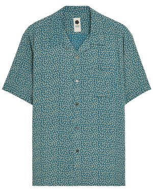 vowels Deer Printed Rayon Shirt - Blue