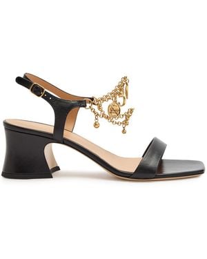 Chloé Chloé Charms 55 Chain-Embellished Leather Sandals - Metallic